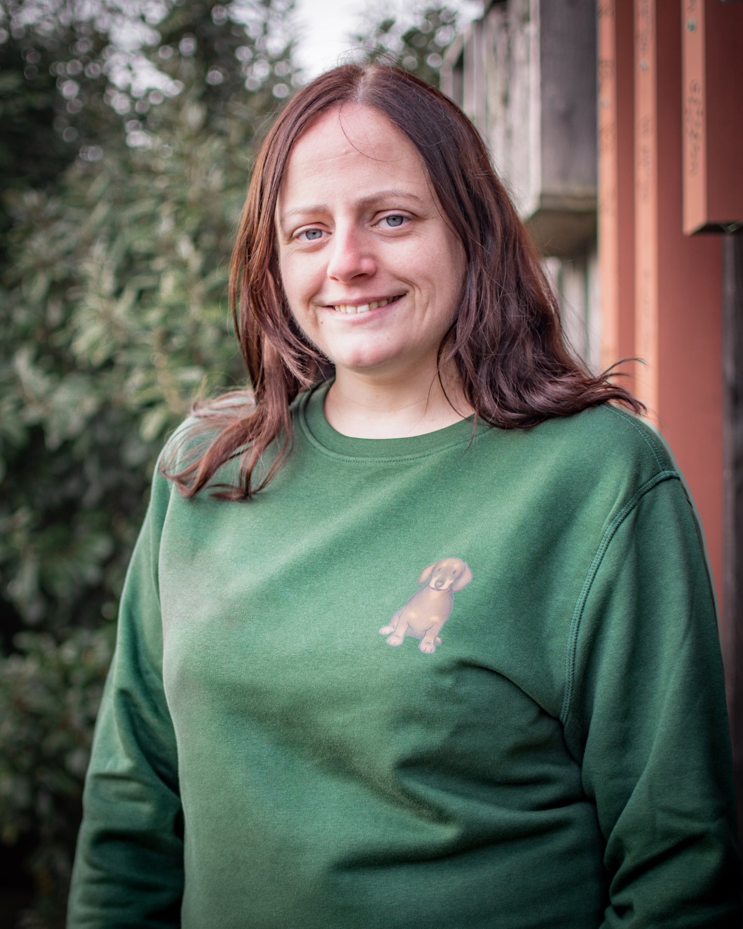 Chocolate & Tan Dachshund - Large Green Luxury Sweatshirt