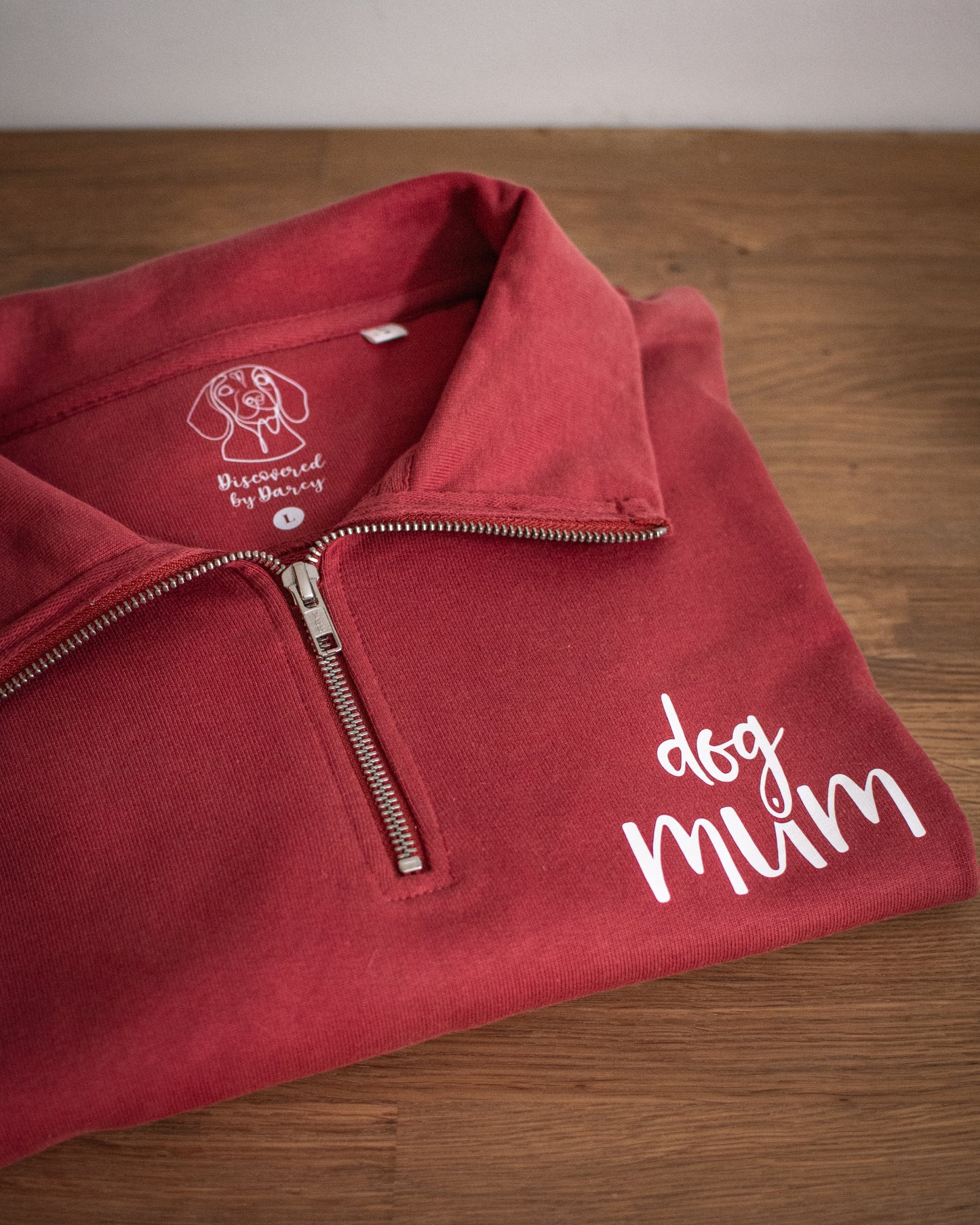 Dog Mum - Large Red Oversized 1/4 Zip