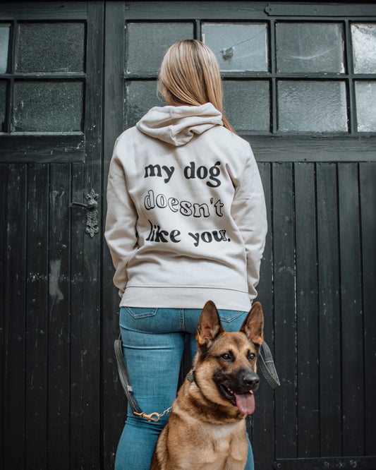 My Dog Doesn't Like You - Small Cream Lightweight Hoodie