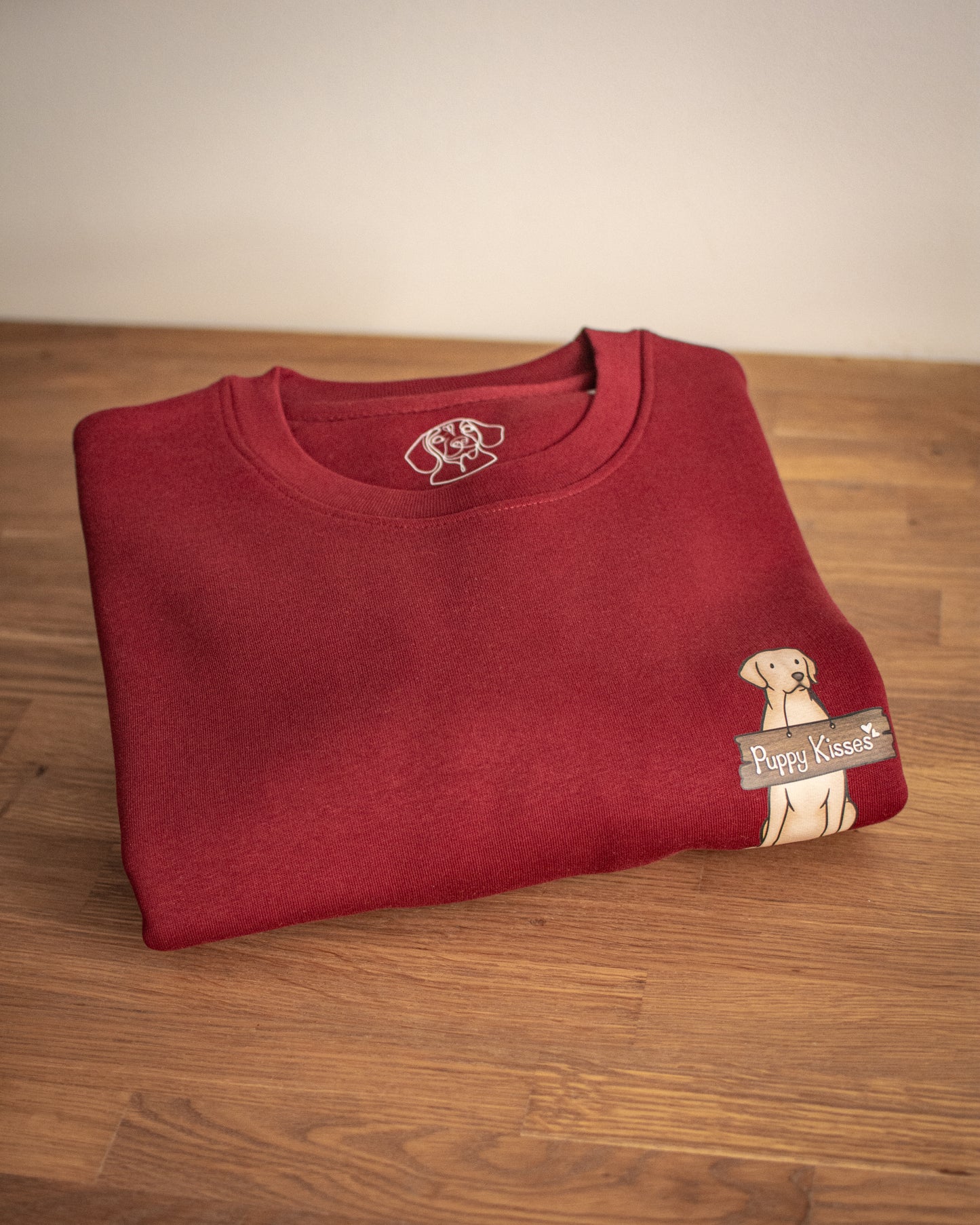 'Puppy Kisses' Labrador - Medium Red Luxury Crewneck