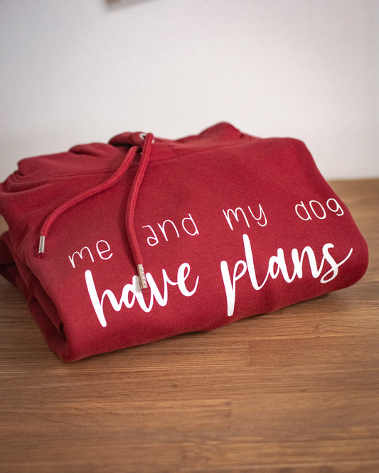 Me And My Dog Have Plans - Medium Red Luxury Hoodie