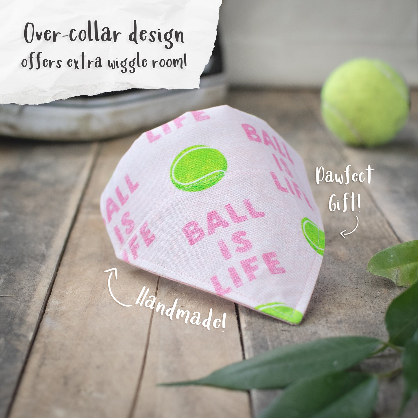 Ball Is Life - Pink - Handmade Dog Bandana